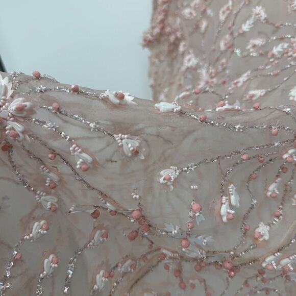 Unbranded Vintage Pink Beaded Sheer Sleeveless Overlay Womens XS-S - Picture 8 of 16